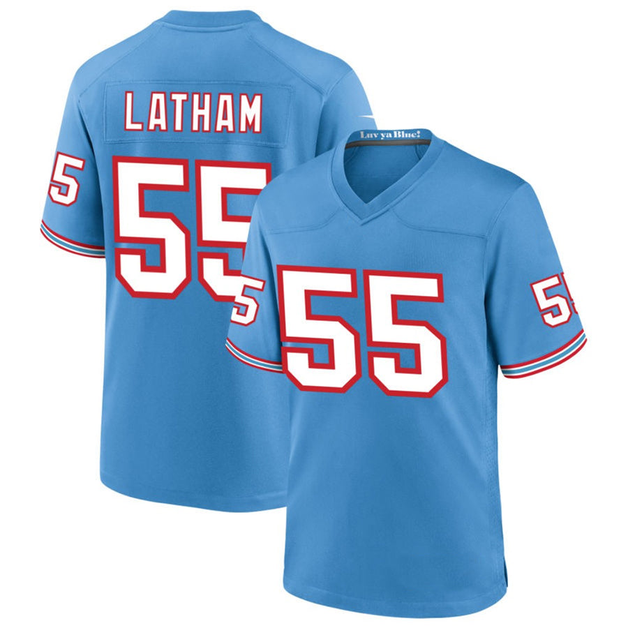 Johmsee T.Titans #55 JC Latham Player Blue Throwback Alternate Game Stitched Jerseys