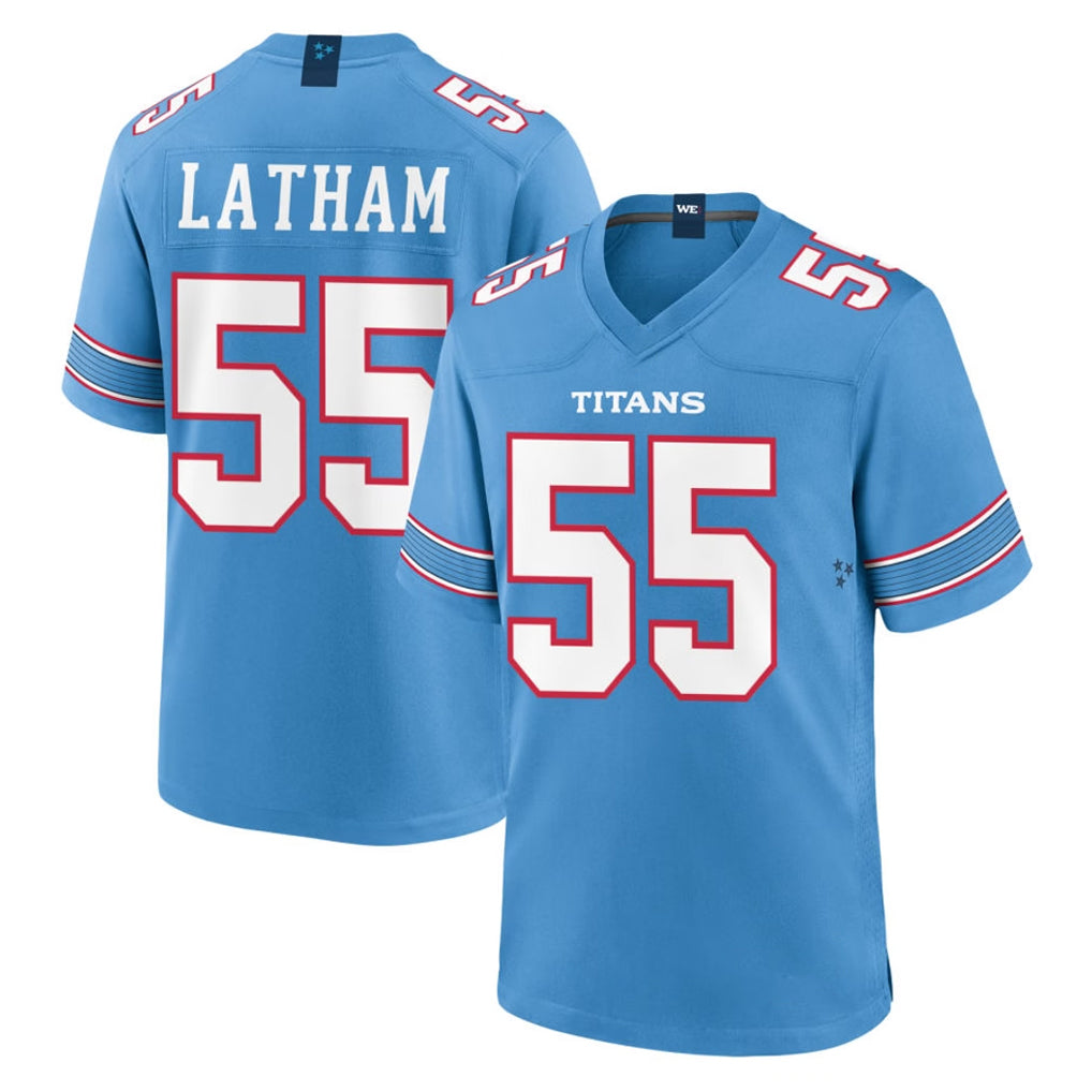 Johmsee T.Titans #55 JC Latham Player Light Blue 2026 Game Home Stitched Jerseys