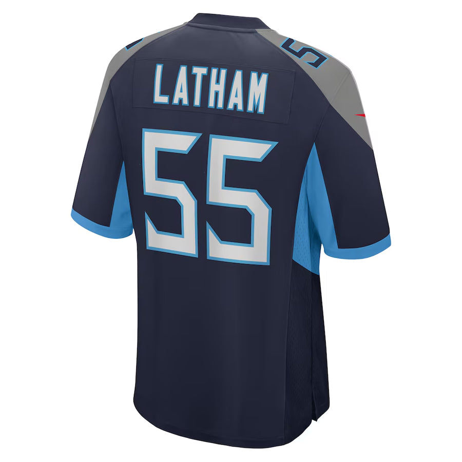 Johmsee T.Titans #55 JC Latham Player Navy Home Game Stitched Jerseys
