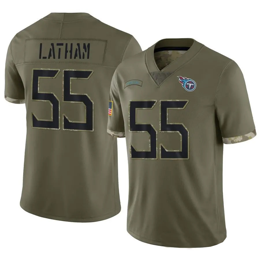 Johmsee T.Titans #55 JC Latham Player Olive Salute To Service Limited Stitched Jerseys
