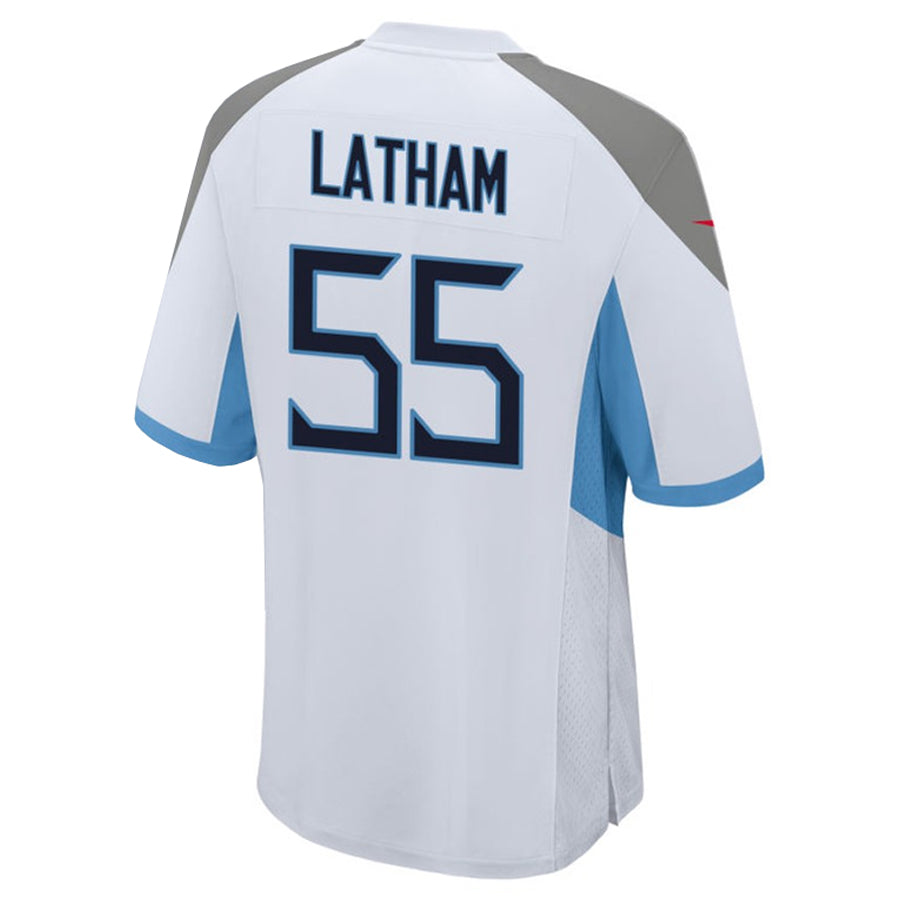 Johmsee T.Titans #55 JC Latham Player White Home Game Stitched Jerseys