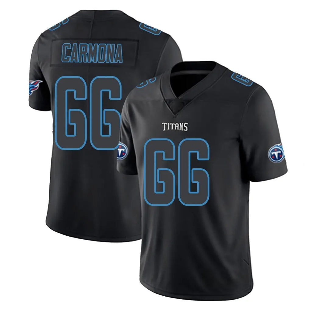 Johmsee T.Titans #66 Fernando Carmona Jr. Player Black Impact Limited Home Game Stitched Jerseys