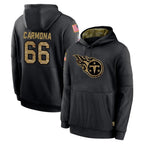 Johmsee T.Titans #66 Fernando Carmona Jr. Player Black Salute to Service Sideline Performance Pullover Hoodies Home Game Stitched Jerseys