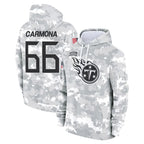 Johmsee T.Titans #66 Fernando Carmona Jr. Player Camo Arctic Salute to Service Pullover Hoodies Home Game Stitched Jerseys