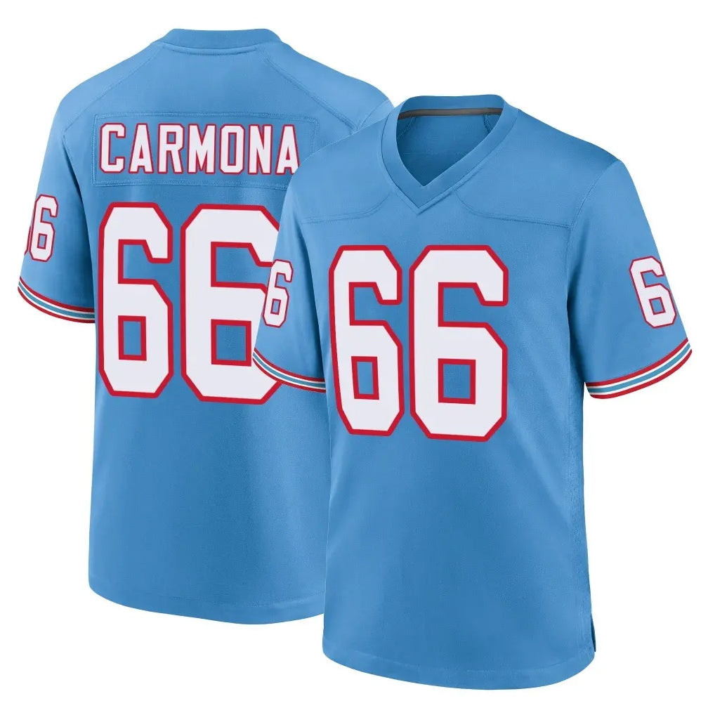 Johmsee T.Titans #66 Fernando Carmona Jr. Player Light Blue Oilers Throwback Home Game Stitched Jerseys
