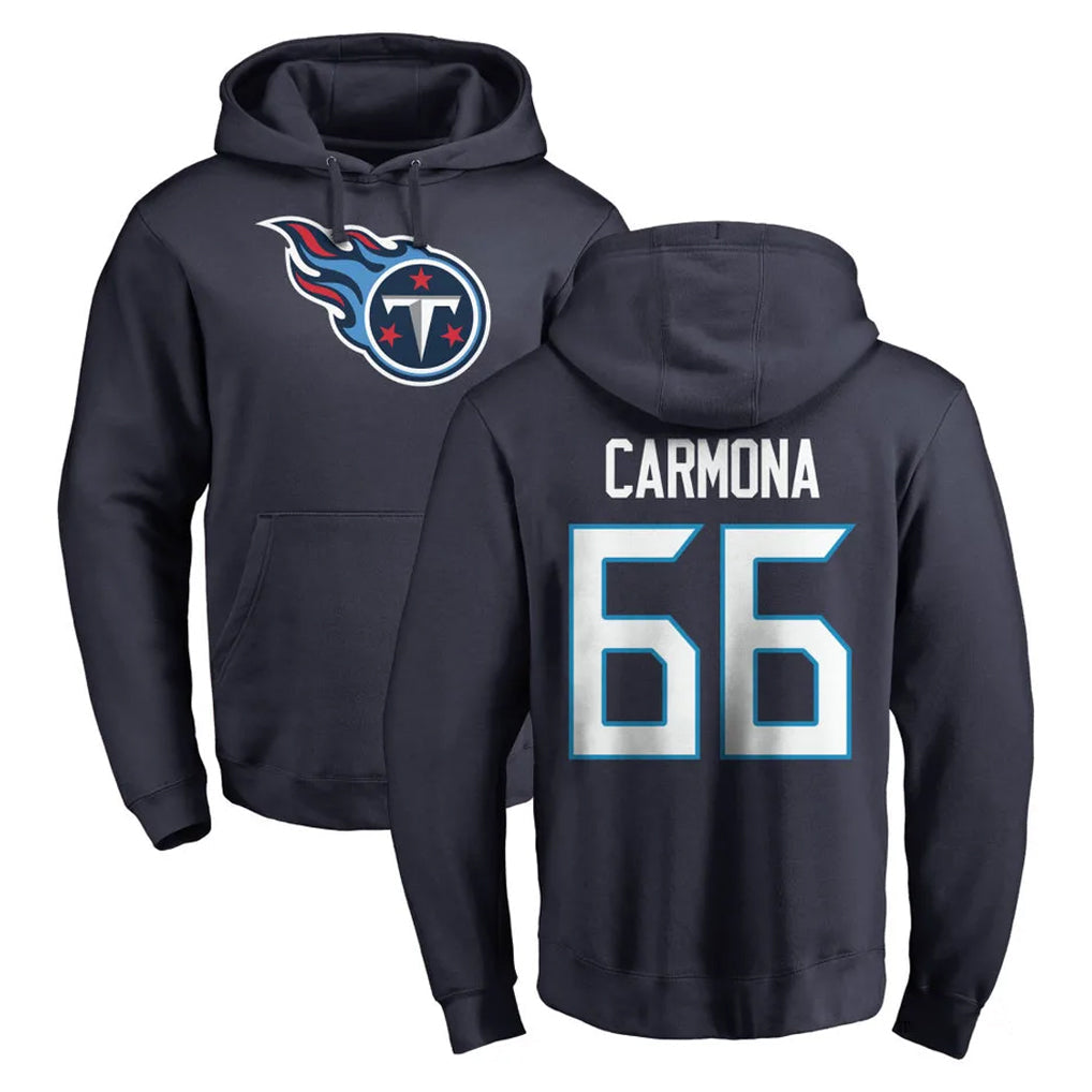 Johmsee T.Titans #66 Fernando Carmona Jr. Player Navy Logo Pullover Hoodies Home Game Stitched Jerseys