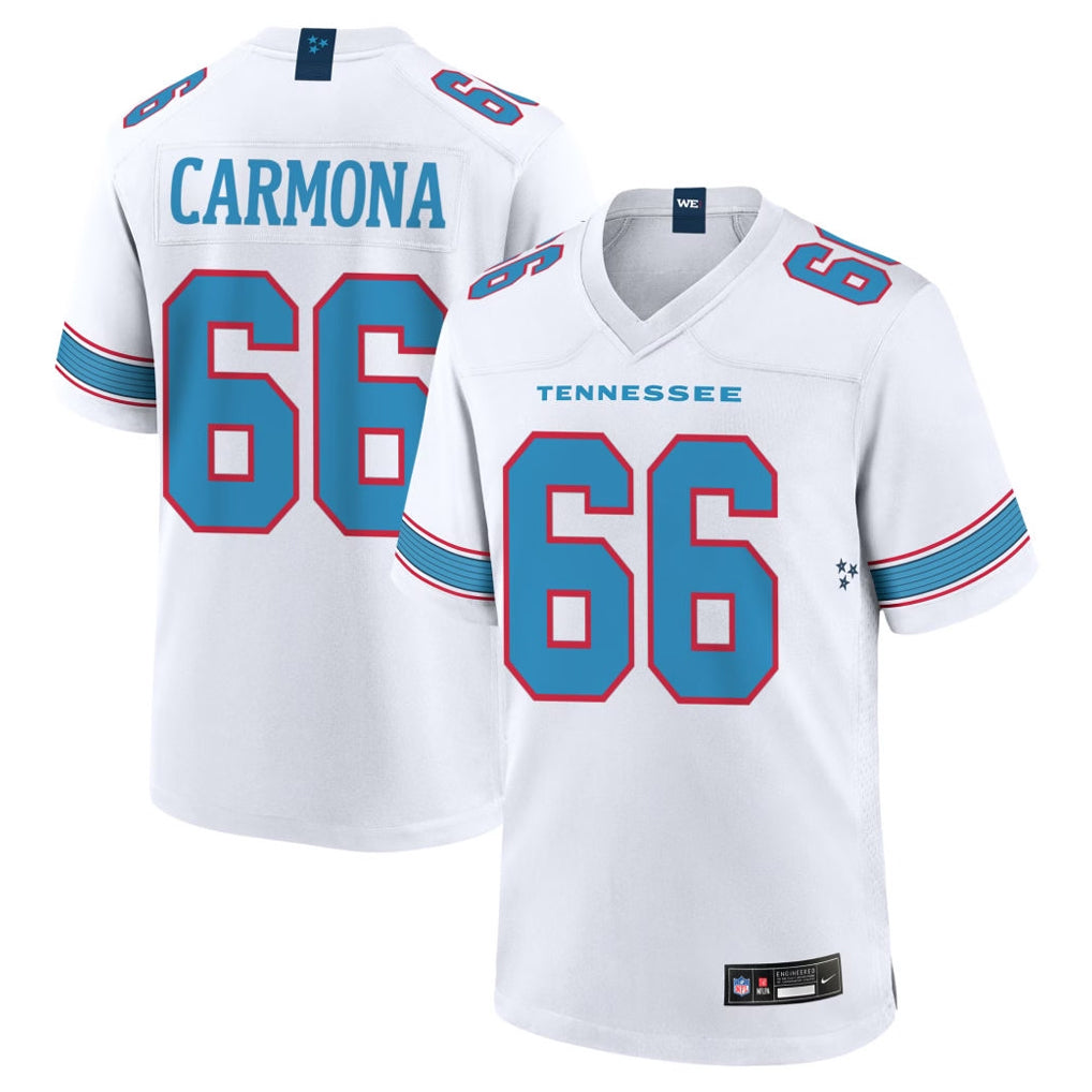 Johmsee T.Titans #66 Fernando Carmona Jr. Player White 2026 Game Home Stitched Jerseys