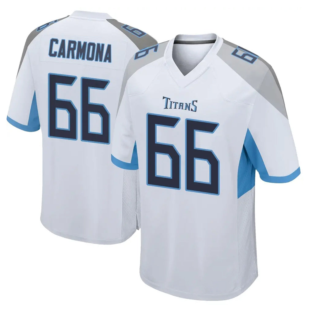 Johmsee T.Titans #66 Fernando Carmona Jr. Player White Home Game Stitched Jerseys
