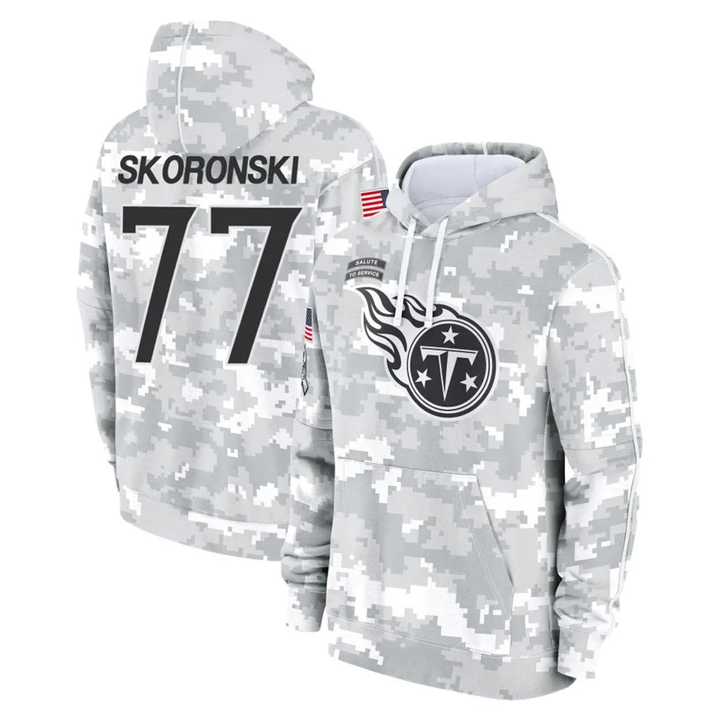 Johmsee T.Titans #77 Peter Skoronski Player Camo Arctic Salute to Service Pullover Hoodies Home Game Stitched Jerseys