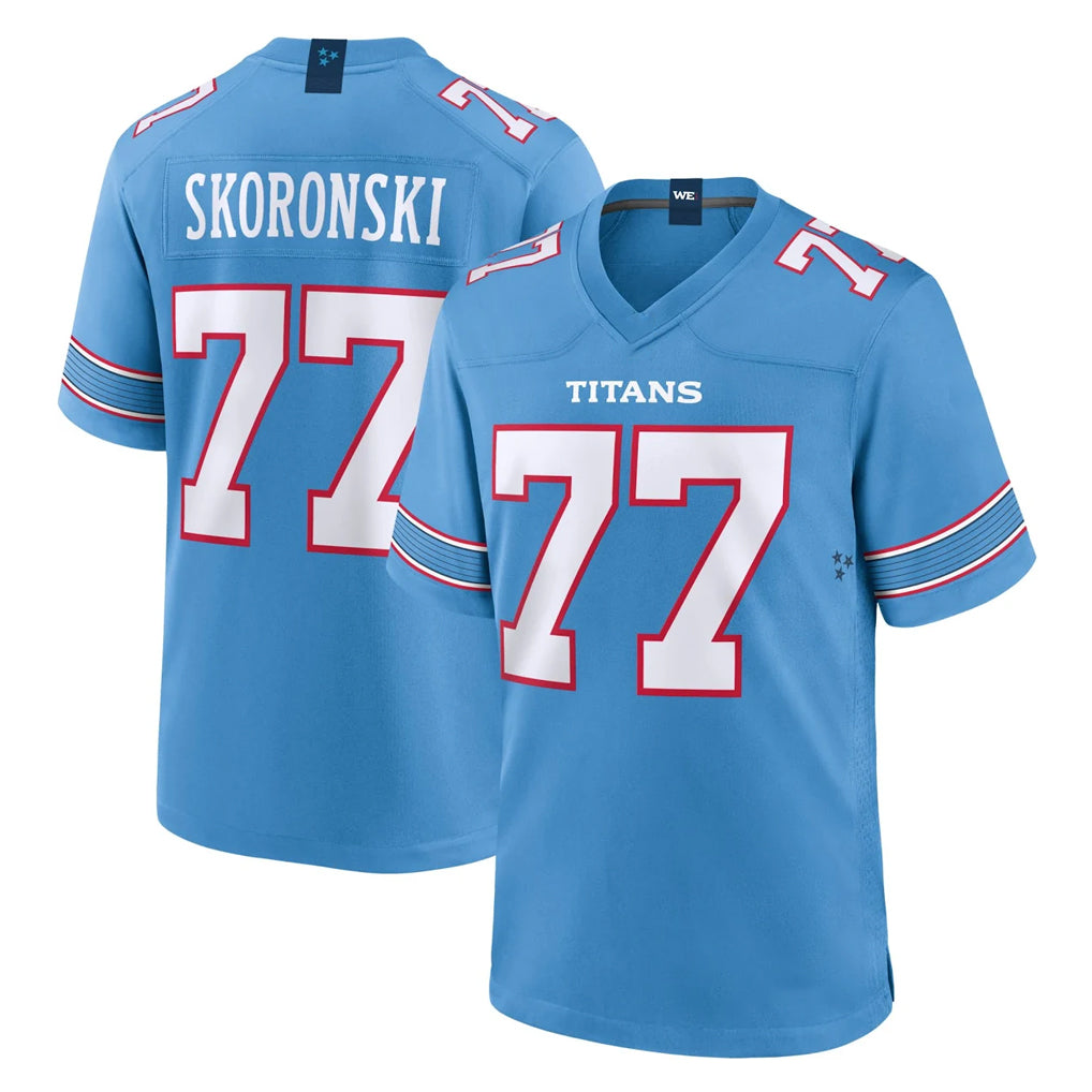 Johmsee T.Titans #77 Peter Skoronski Player Light Blue 2026 Game Home Stitched Jerseys