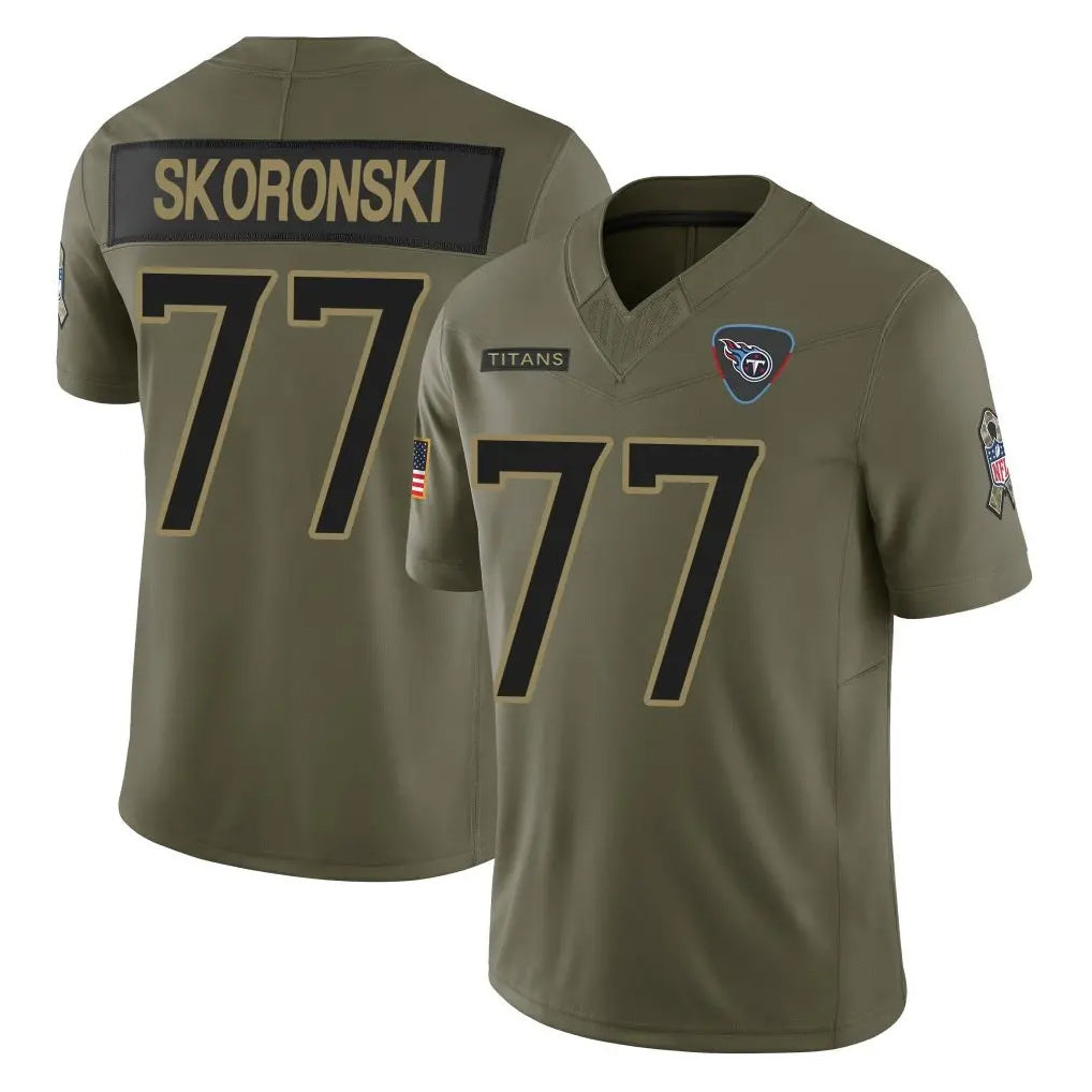 Johmsee T.Titans #77 Peter Skoronski Player Olive Limited 2025 Salute to Service Home Game Stitched Jerseys