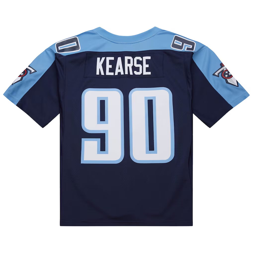 Johmsee T.Titans #90 Jevon Kearse Mitchell & Ness Navy 1999 Legacy Replica Jersey Tennessee Titans Jevon Kearse Mitchell & Ness Navy 1999 Legacy Replica Jersey