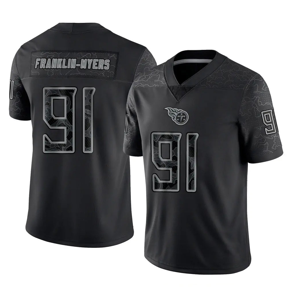 Johmsee T.Titans #91 John Franklin-Myers Player Black Limited Reflective Home Game Stitched Jerseys