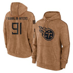 Johmsee T.Titans #91 John Franklin-Myers Player Brown Salute To Service Club Pullover Hoodies Home Game Stitched Jerseys