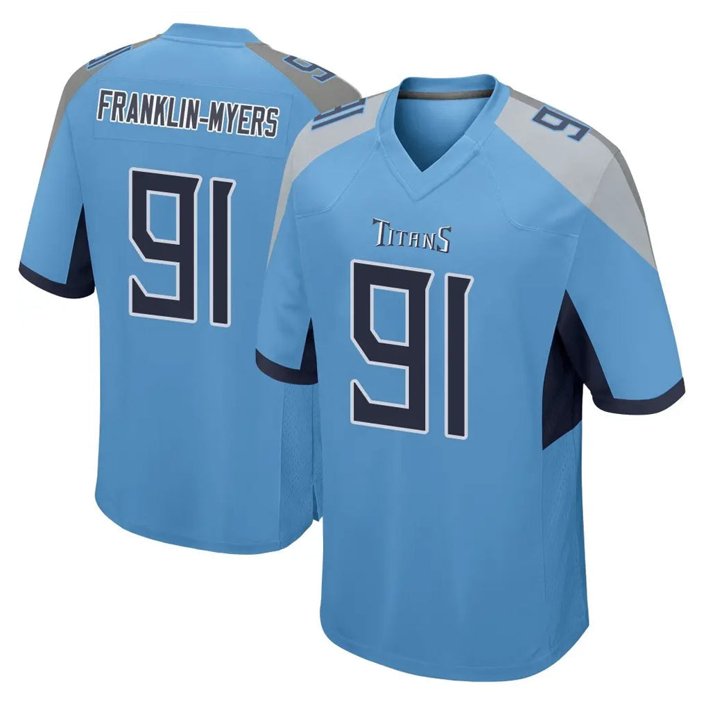 Johmsee T.Titans #91 John Franklin-Myers Player Light Blue Home Game Stitched Jerseys