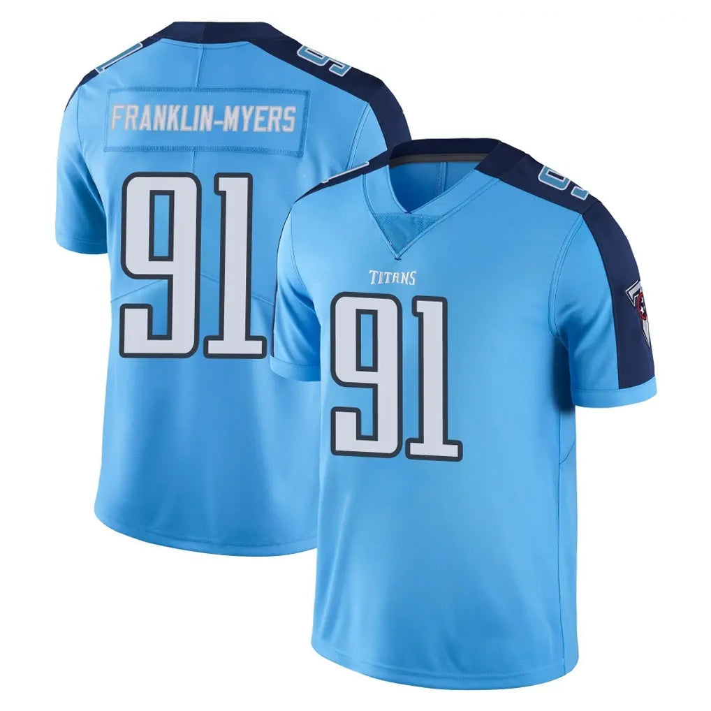 Johmsee T.Titans #91 John Franklin-Myers Player Light Blue Limited Color Rush Home Game Stitched Jerseys