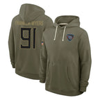 Johmsee T.Titans #91 John Franklin-Myers Player Olive Salute to Service Hoodies Home Game Stitched Jerseys