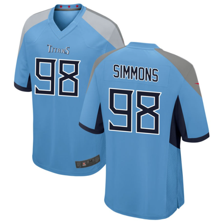 Johmsee T.Titans #98 Jeffery Simmons Light Blue Player Game American Stitched Jerseys