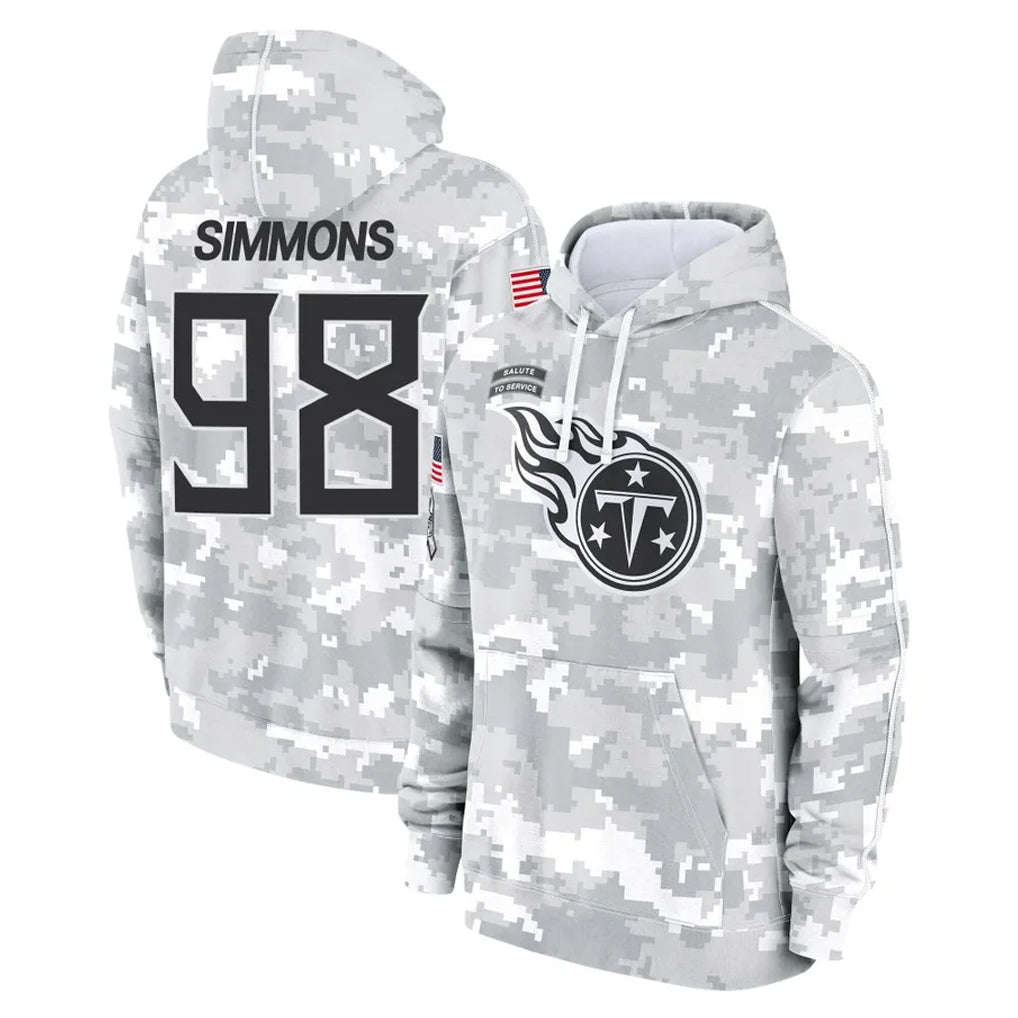 Johmsee T.Titans #98 Jeffery Simmons Player Camo Arctic Salute to Service Pullover Hoodies Home Game Stitched Jerseys