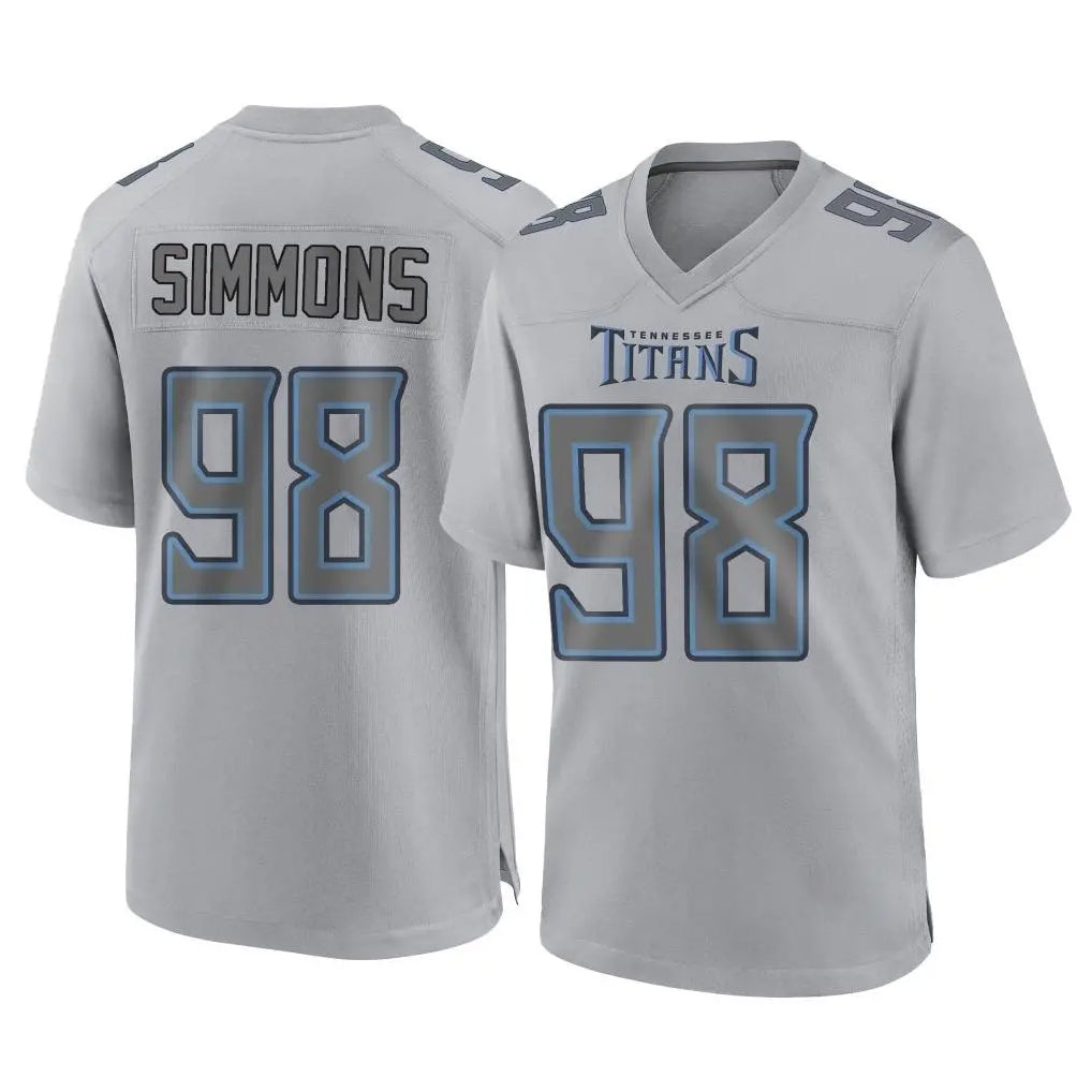 Johmsee T.Titans #98 Jeffery Simmons Player Gray Atmosphere Fashion Home Game Stitched Jerseys