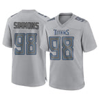 Johmsee T.Titans #98 Jeffery Simmons Player Gray Atmosphere Fashion Home Game Stitched Jerseys