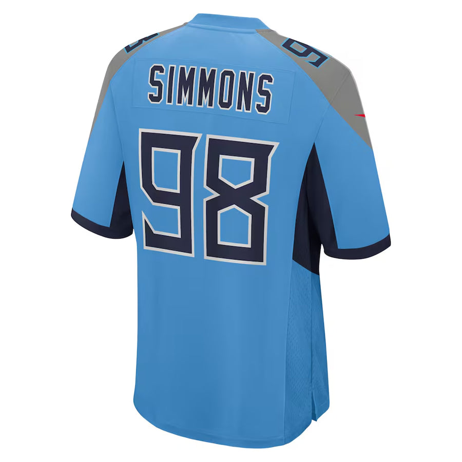 Johmsee T.Titans #98 Jeffery Simmons Player Light Blue Home Game Stitched Jerseys
