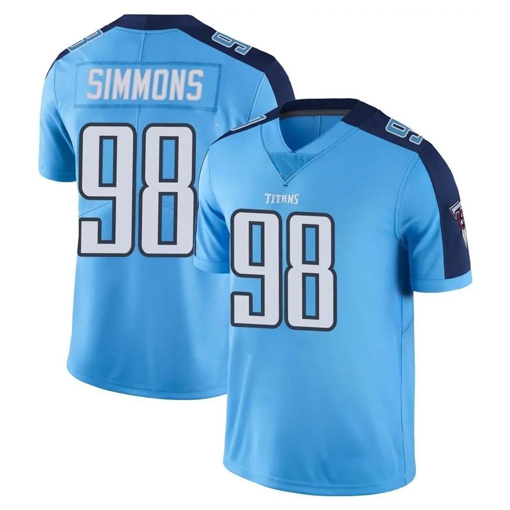 Johmsee T.Titans #98 Jeffery Simmons Player Light Blue Limited Color Rush Home Game Stitched Jerseys