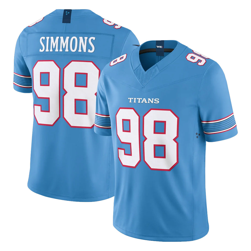 Johmsee T.Titans #98 Jeffery Simmons Player Light Blue Team Vapor F.U.S.E. Limited Home Game Stitched Jerseys