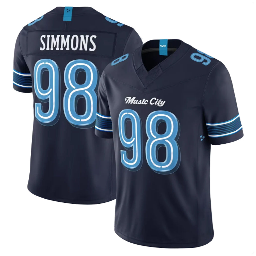 Johmsee T.Titans #98 Jeffery Simmons Player Navy 2026 Rivalries Collection Limited Home Game Stitched Jerseys