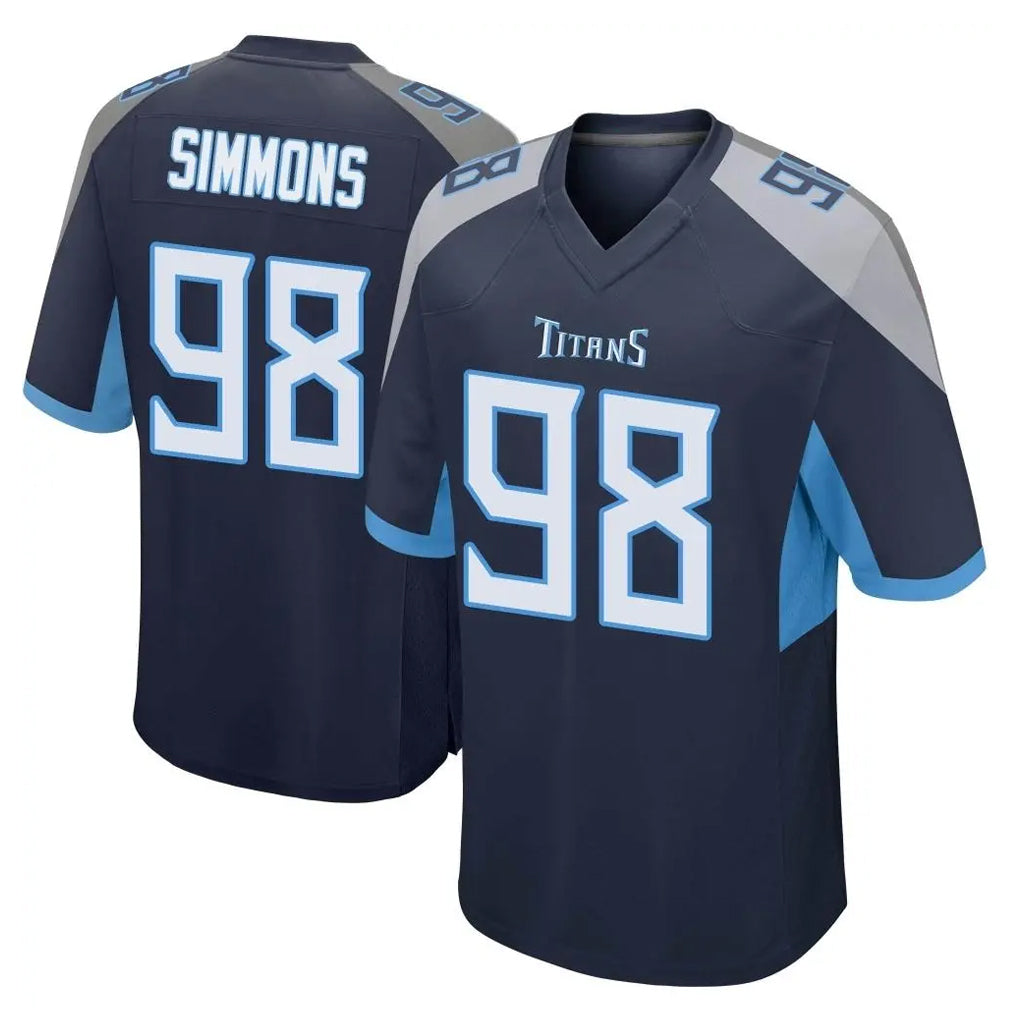 Johmsee T.Titans #98 Jeffery Simmons Player Navy Home Game Stitched Jerseys