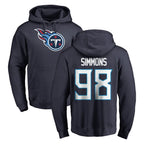 Johmsee T.Titans #98 Jeffery Simmons Player Navy Logo Pullover Hoodies Home Game Stitched Jerseys