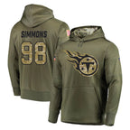 Johmsee T.Titans #98 Jeffery Simmons Player Olive Salute to Service Pullover Hoodies Home Game Stitched Jerseys