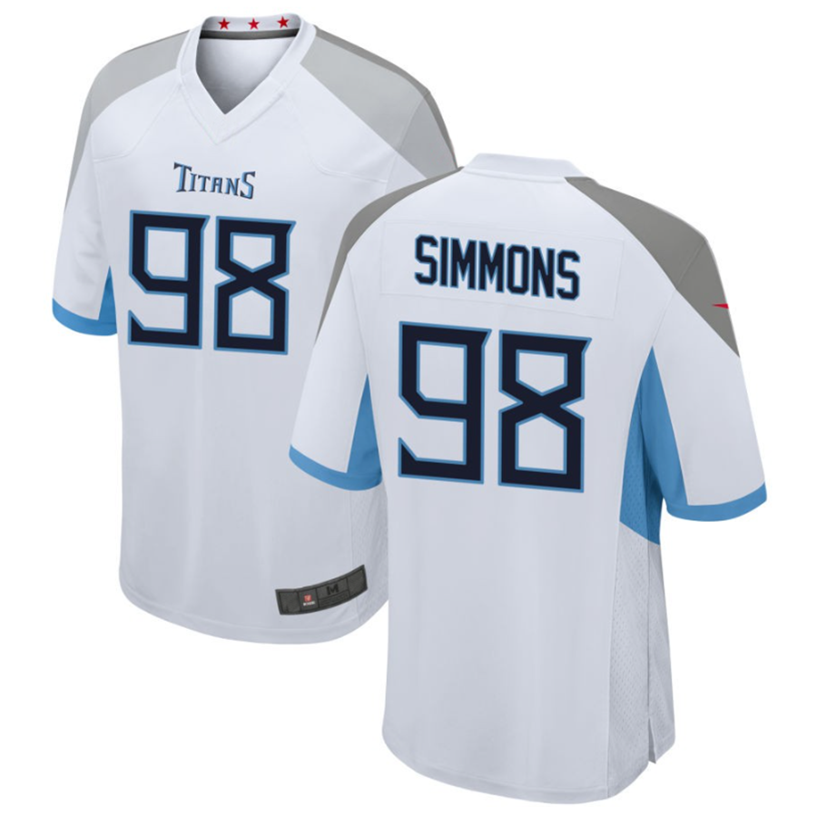 Johmsee T.Titans #98 Jeffery Simmons White Player Game American Stitched Stitched Jerseys