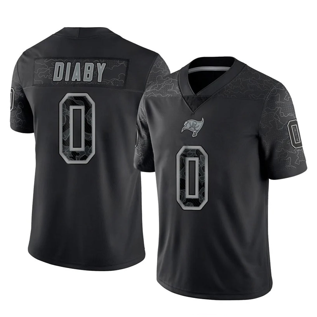Johmsee TB.Buccaneers #0 Yaya Diaby Player Black Reflective Limited Home Game Stitched Jerseys
