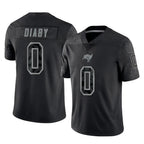 Johmsee TB.Buccaneers #0 Yaya Diaby Player Black Reflective Limited Home Game Stitched Jerseys