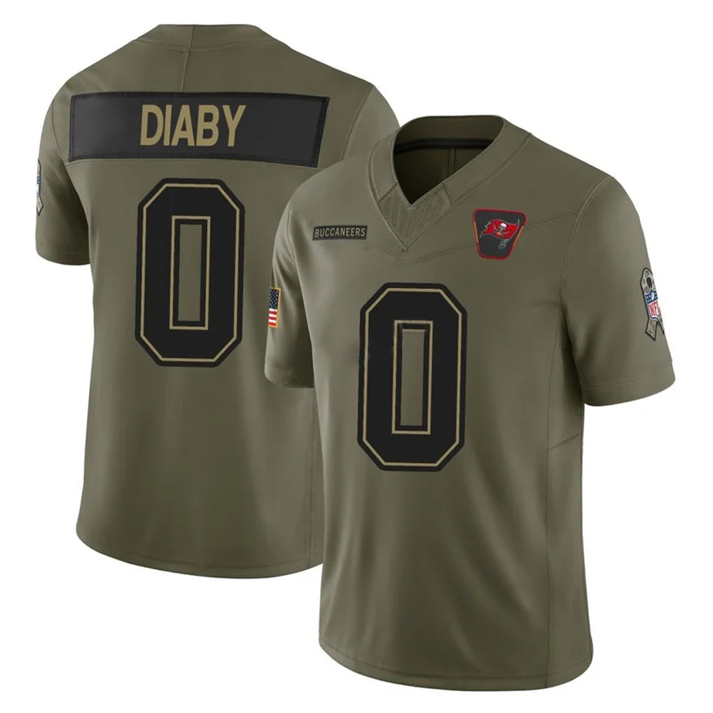 Johmsee TB.Buccaneers #0 Yaya Diaby Player Olive 2025 Salute To Service Limited Home Game Stitched Jerseys
