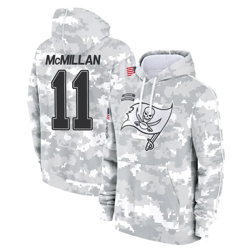 Johmsee TB.Buccaneers #11 Jalen McMillan Player Arctic Camo Limited Salute to Service Pullover Hoodies Game Stitched Jerseys