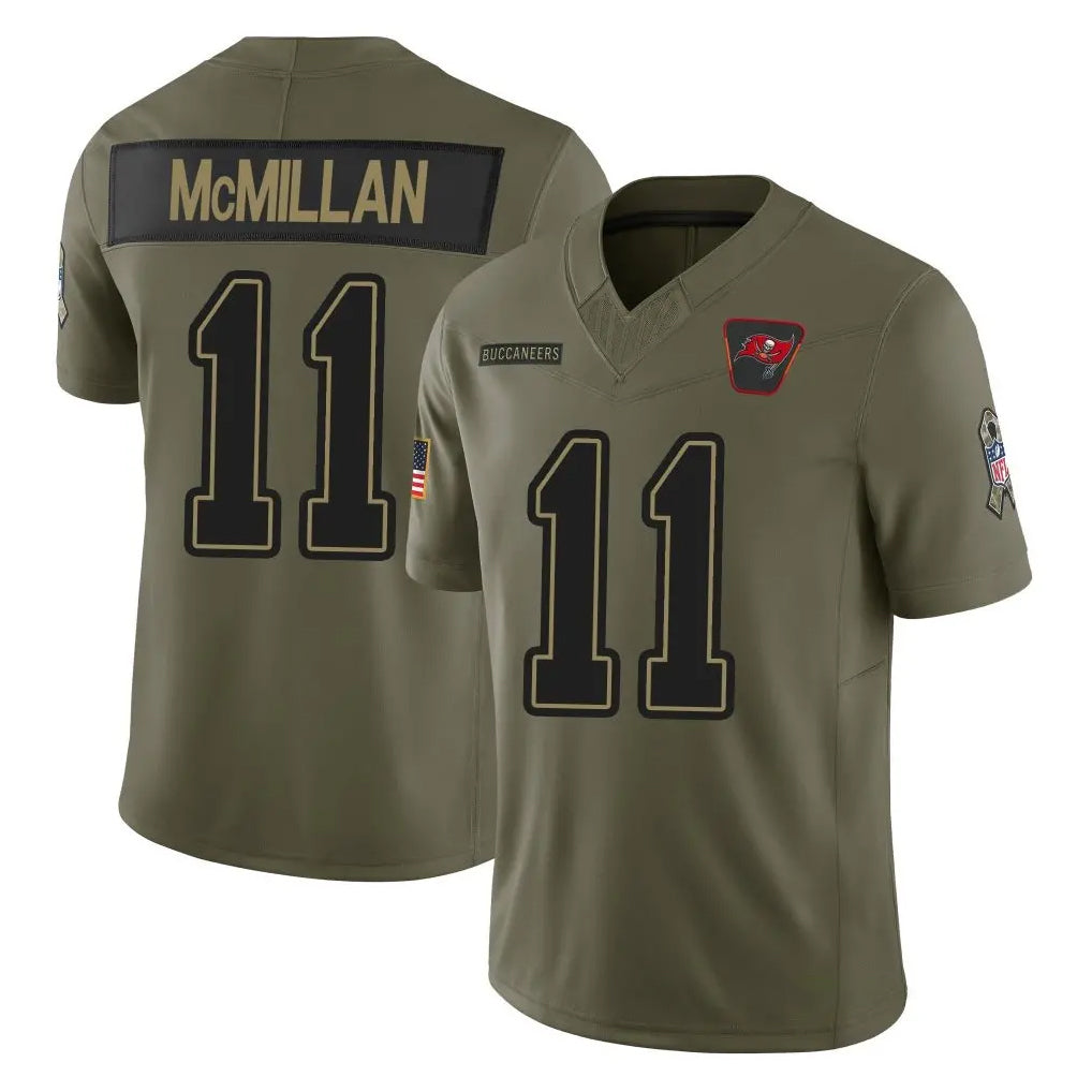 Johmsee TB.Buccaneers #11 Jalen McMillan Player Olive 2025 Salute To Service Limited Home Game Stitched Jerseys