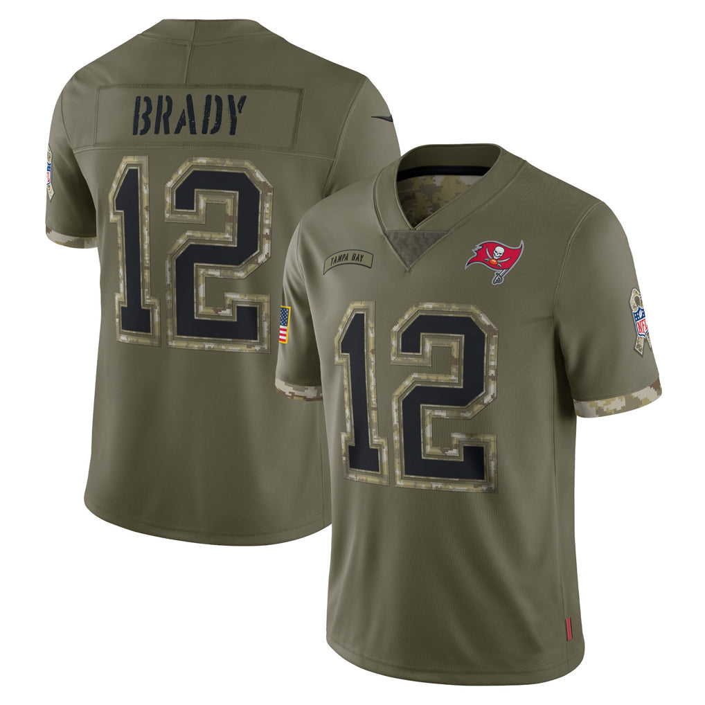 Johmsee TB.Buccaneers #12 Tom Brady Player Olive Salute To Service Limited Stitched Jerseys