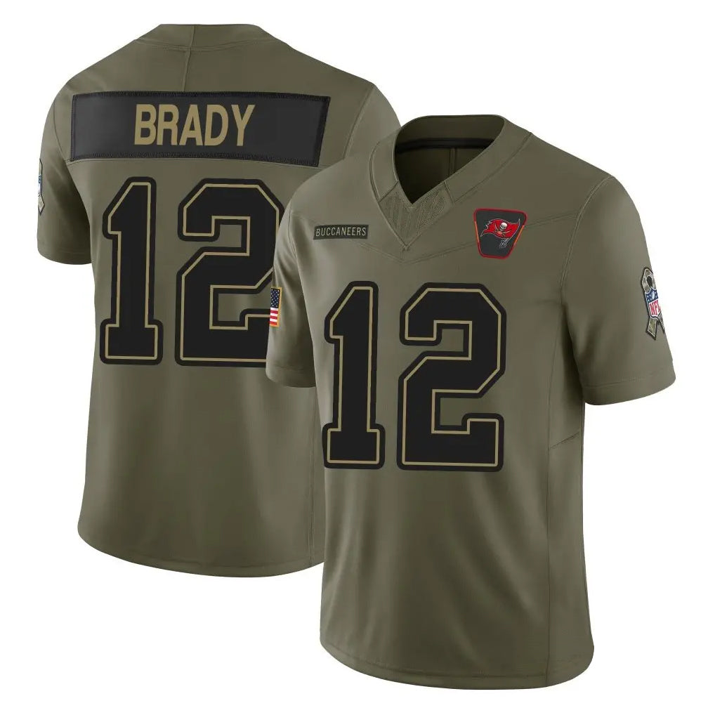 Johmsee TB.Buccaneers #12 Tom Brady Player Olive Salute To Service Vapor Limited Stitched Jerseys