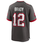 Johmsee TB.Buccaneers #12 Tom Brady Player Pewter Home Game Stitched Jerseys