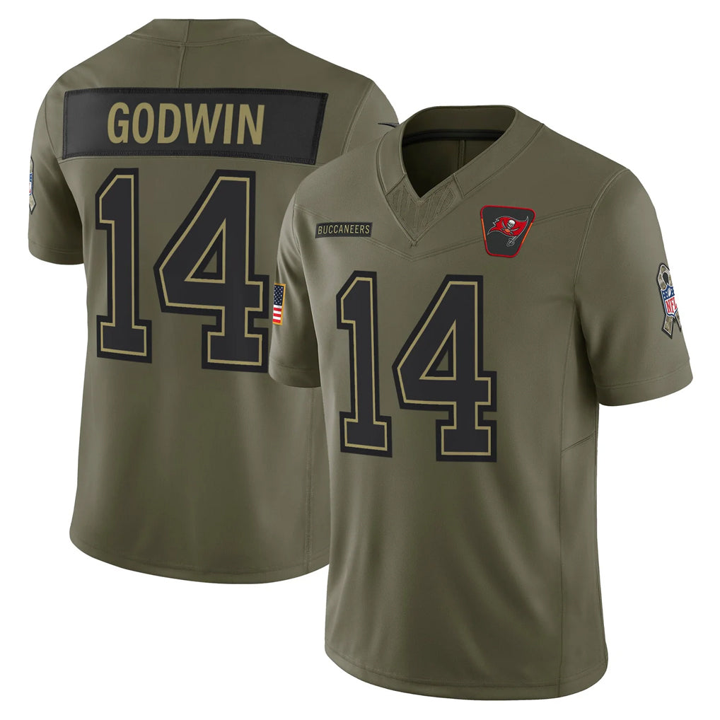 Johmsee TB.Buccaneers #14 Chris Godwin Jr. Player Olive 2025 Salute To Service Limited Home Game Stitched Jerseys