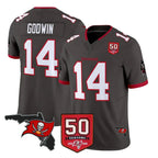 Johmsee TB.Buccaneers #14 Chris Godwin Jr. Player Pewter Limited 2026 Season Vapor F.U.S.E. Home Game Stitched Jerseys