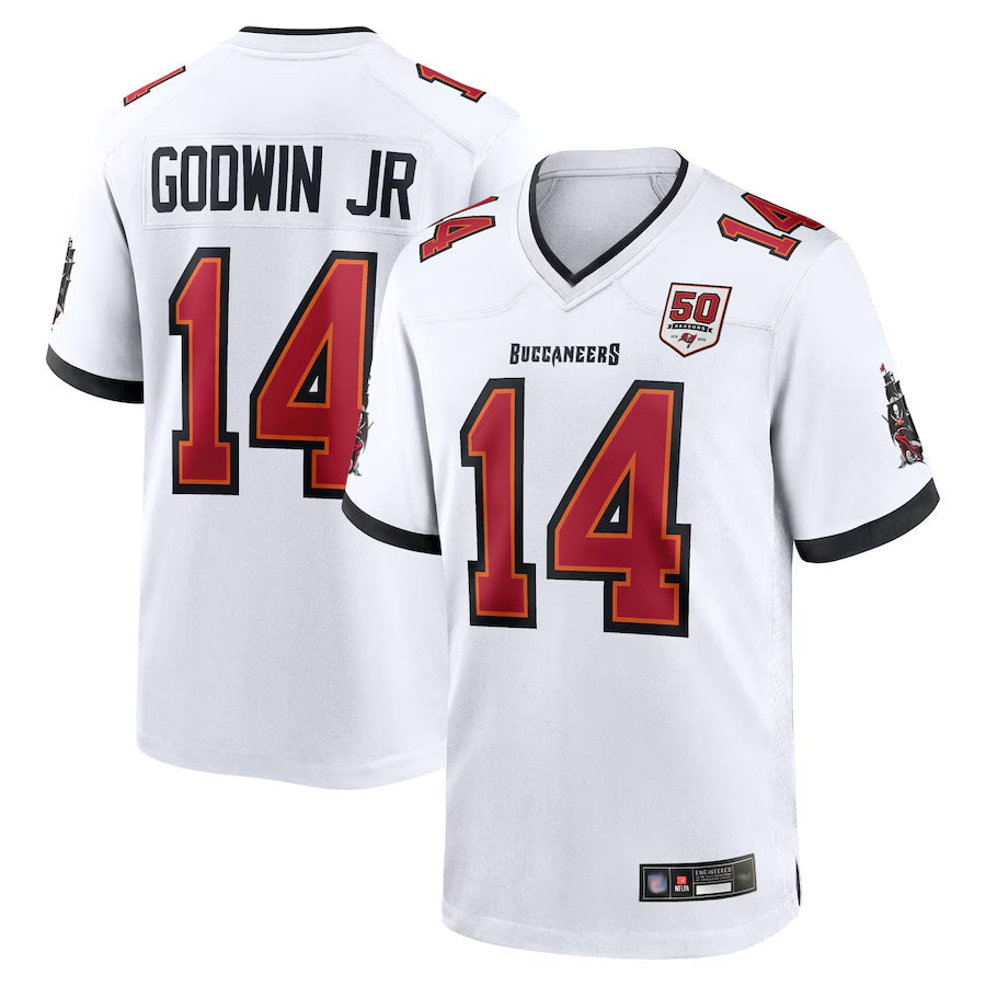 Johmsee TB.Buccaneers #14 Chris Godwin Jr. Player White 50th Anniversary Game Stitched Jerseys