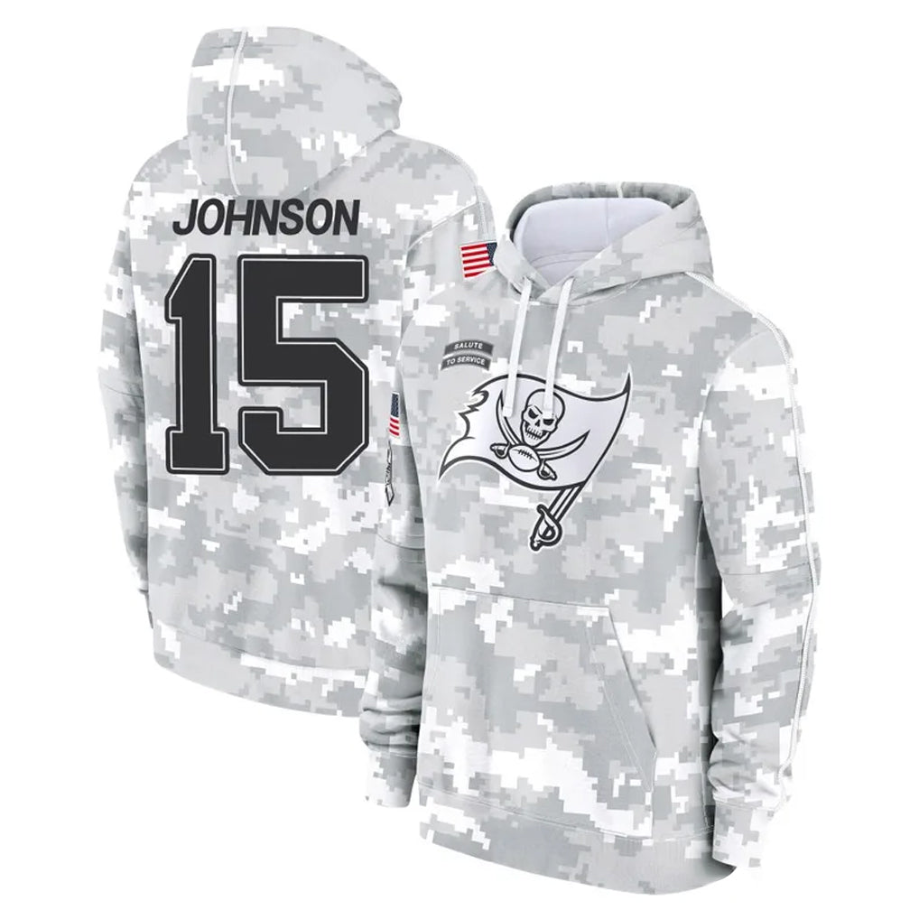 Johmsee TB.Buccaneers #15 Tez Johnson Player Arctic Camo Limited Salute to Service Pullover Hoodies Game Stitched Jerseys