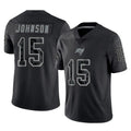 Johmsee TB.Buccaneers #15 Tez Johnson Player Black Reflective Limited Home Game Stitched Jerseys