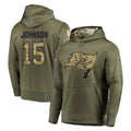 Johmsee TB.Buccaneers #15 Tez Johnson Player Olive Salute to Service Pullover Hoodie Home Game Stitched Jerseys