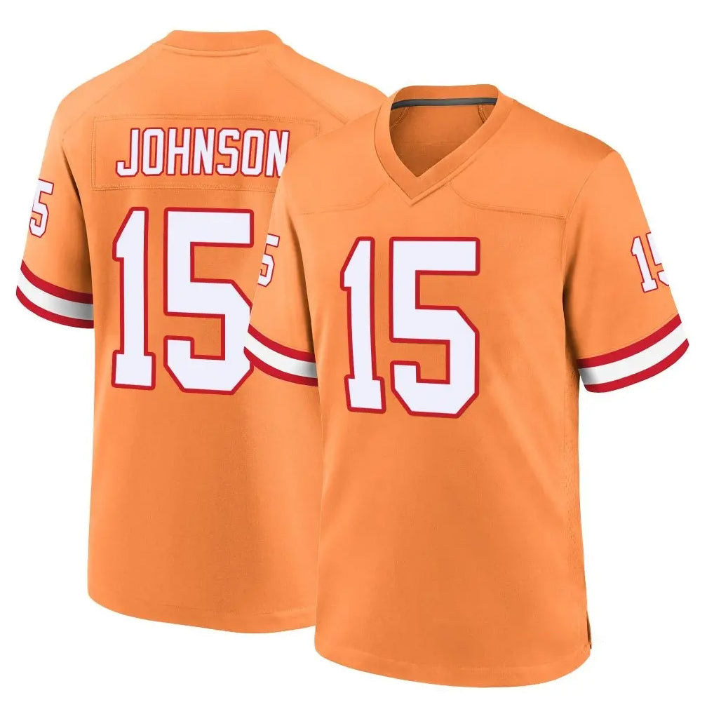 Johmsee TB.Buccaneers #15 Tez Johnson Player Orange Throwback Home Game Stitched Jerseys