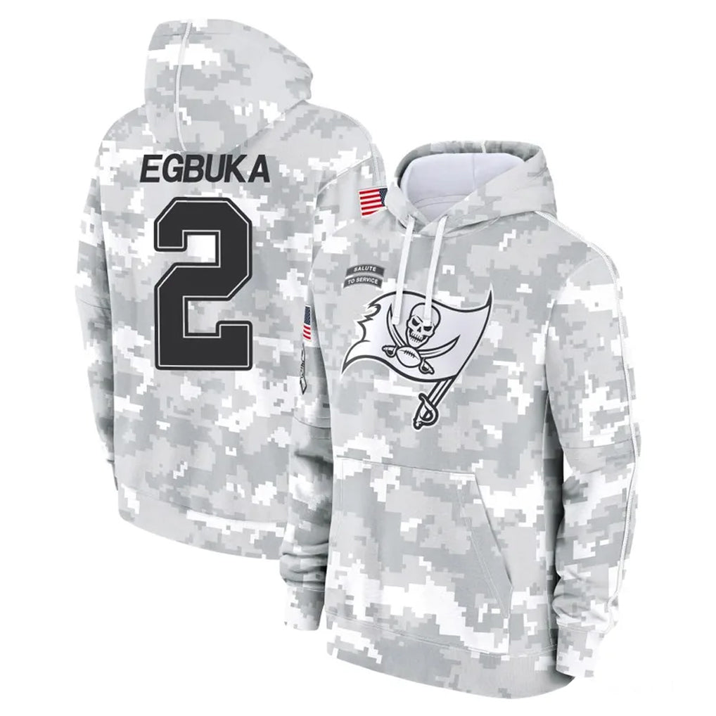 Johmsee TB.Buccaneers #2 Emeka Egbuka Player Arctic Camo Limited Salute to Service Pullover Hoodies Game Stitched Jerseys