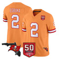 Johmsee TB.Buccaneers #2 Emeka Egbuka Player Orange 50th Season Vapor Limited Home Game Stitched Jerseys